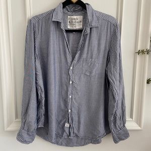 Frank & Eileen Navy Pinstripe Button Down Shirt